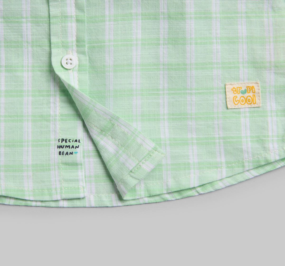 Infant Boys Checkered Shirt - Green