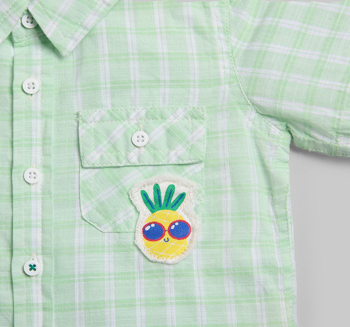 Infant Boys Checkered Shirt - Green