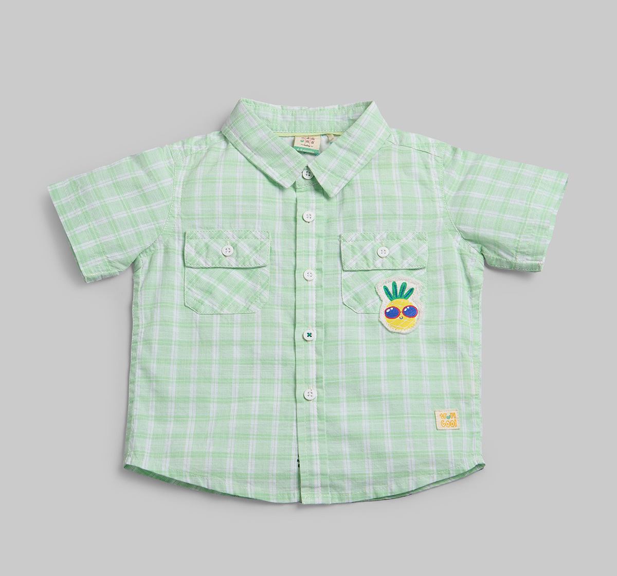 Infant Boys Checkered Shirt - Green
