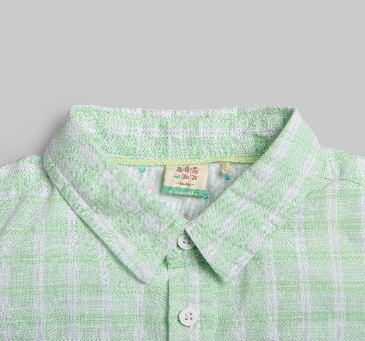Infant Boys Checkered Shirt - Green