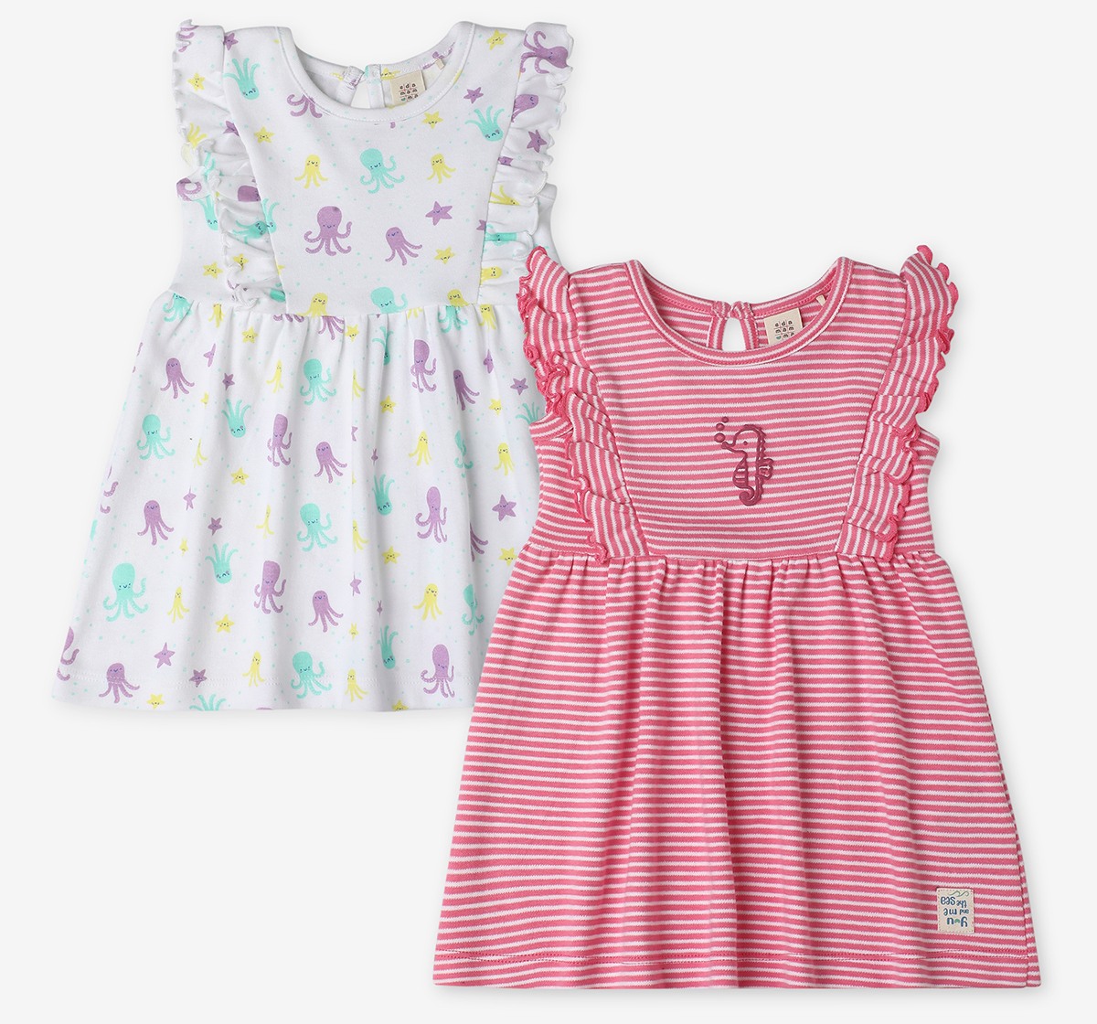 Infant Girls Printed Dress - Pack Of 2