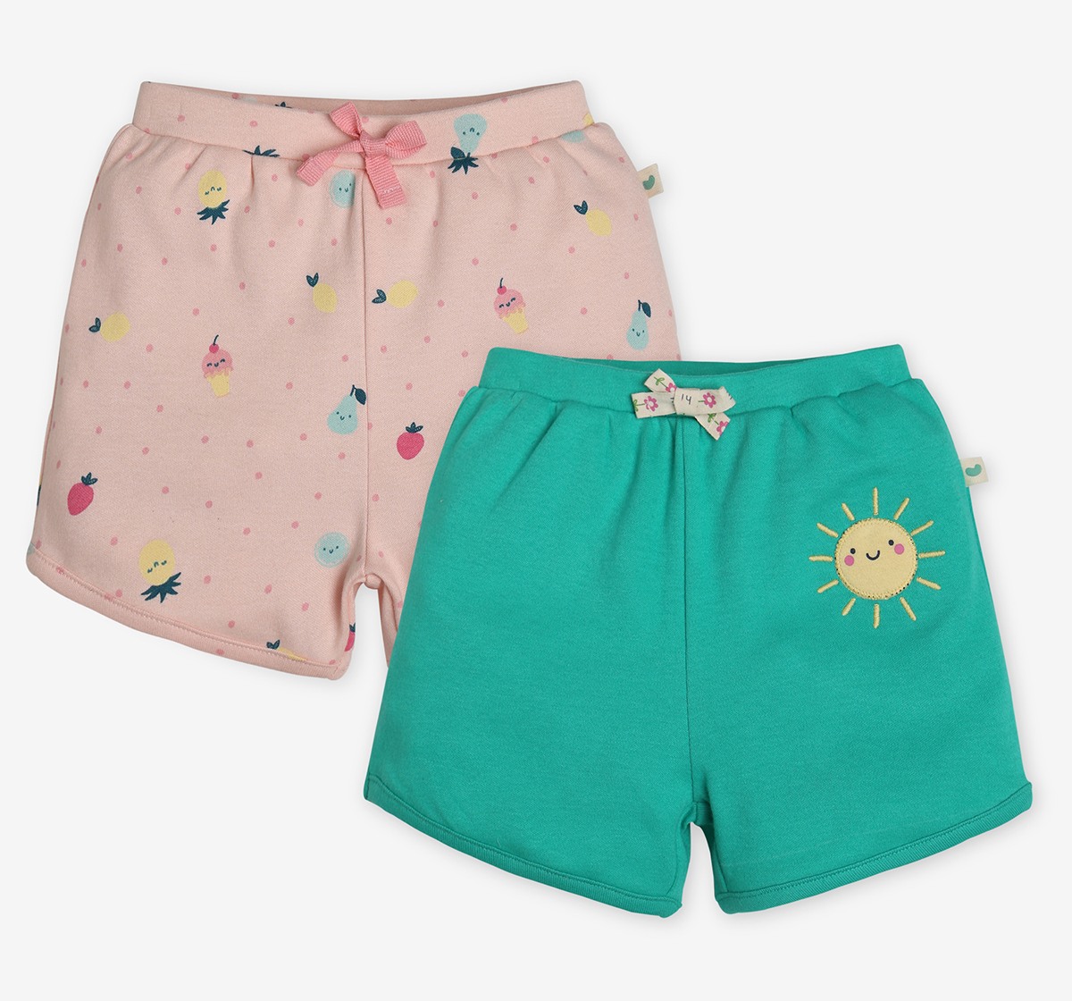 Infants Girls Printed Shorts - Pack Of 2