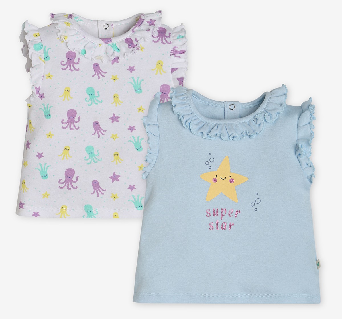 Infants Girls Printed Tshirt - Pack Of 2
