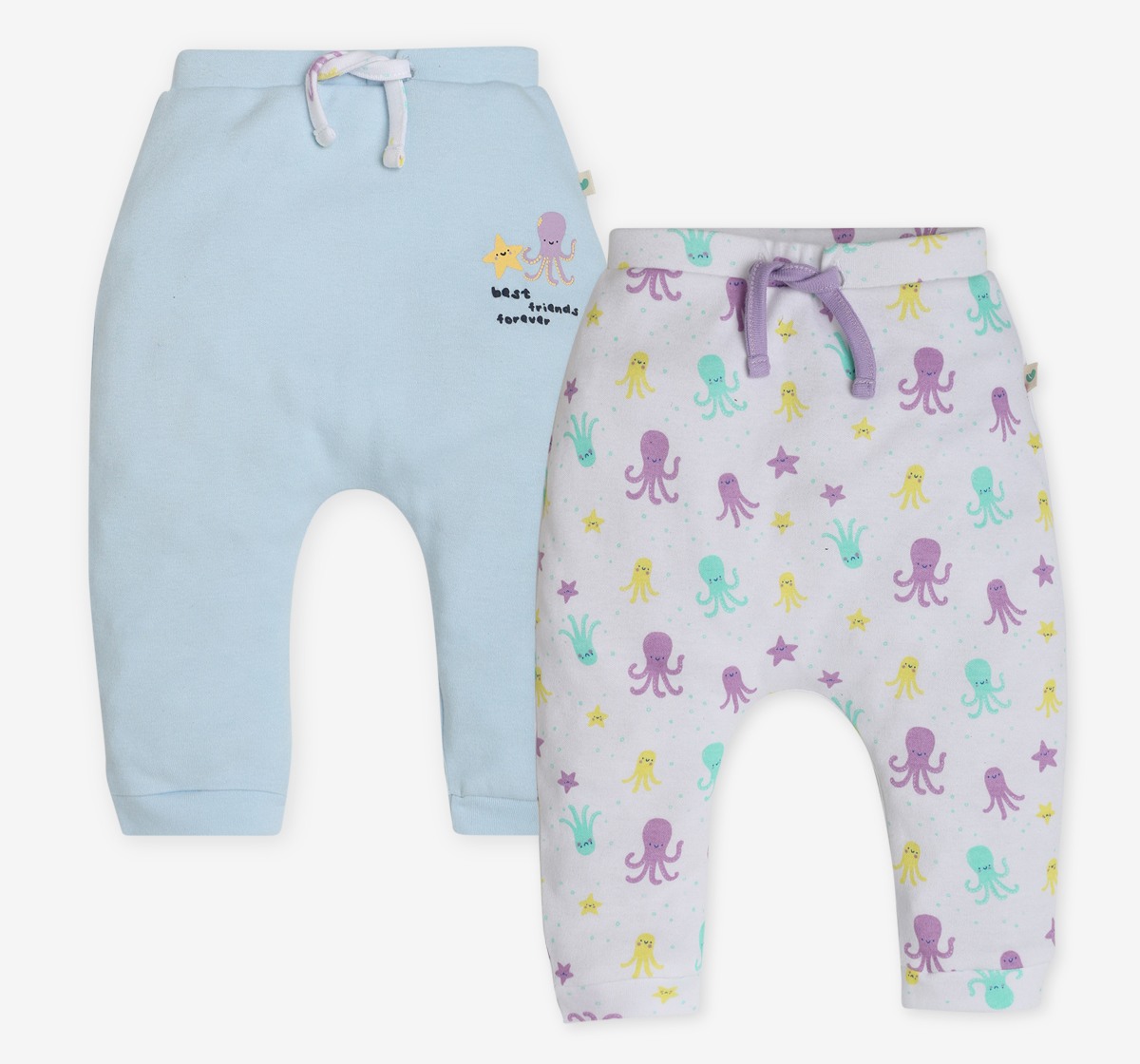 Infant Girls Printed Joggers- Pack Of 2