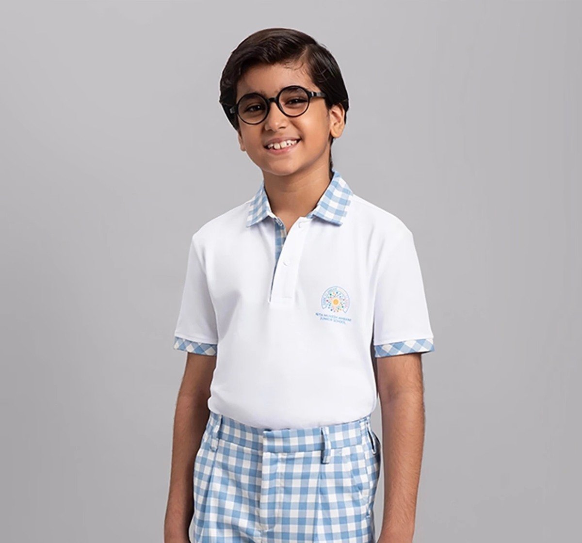 Polo Tee with Checks Collar for Girls and Boys