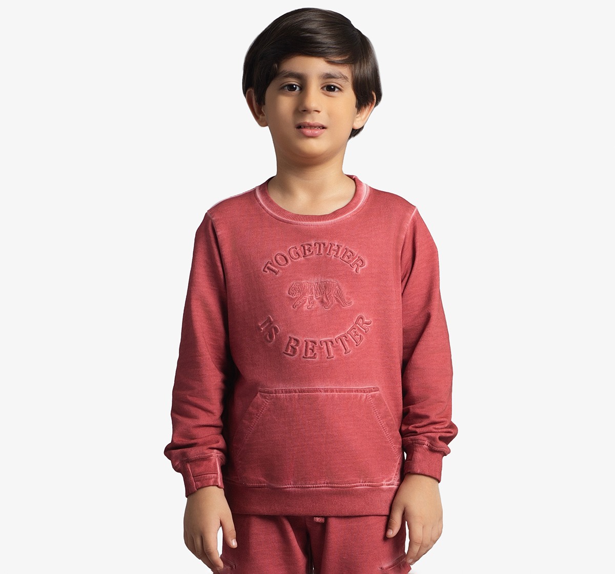 Boys Embroidered Knit Sweatshirt & Jogger Co-Ord Set