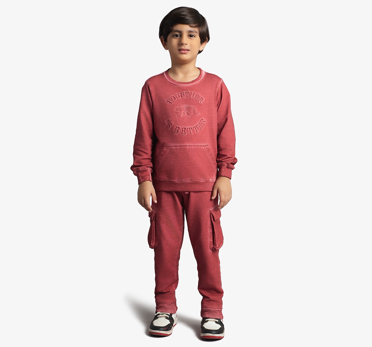 Boys Embroidered Knit Sweatshirt & Jogger Co-Ord Set