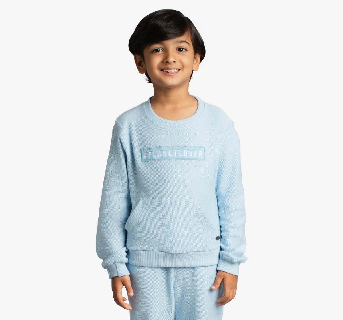 Ed-A-Mamma Boys Textured Knit Embroidered Co-Ord Set - Sky Blue