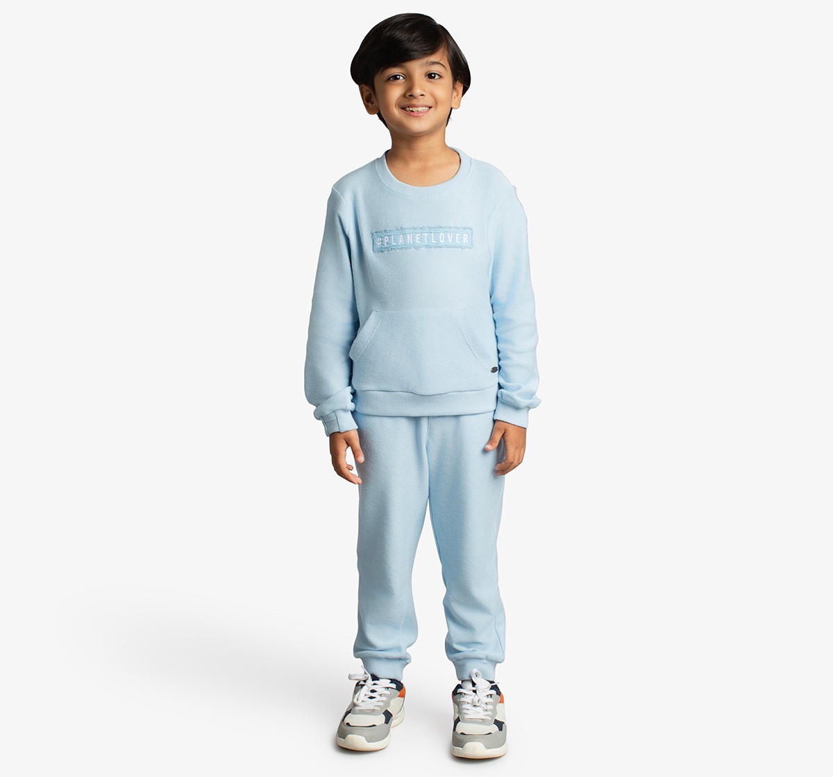 Ed-A-Mamma Boys Textured Knit Embroidered Co-Ord Set - Sky Blue