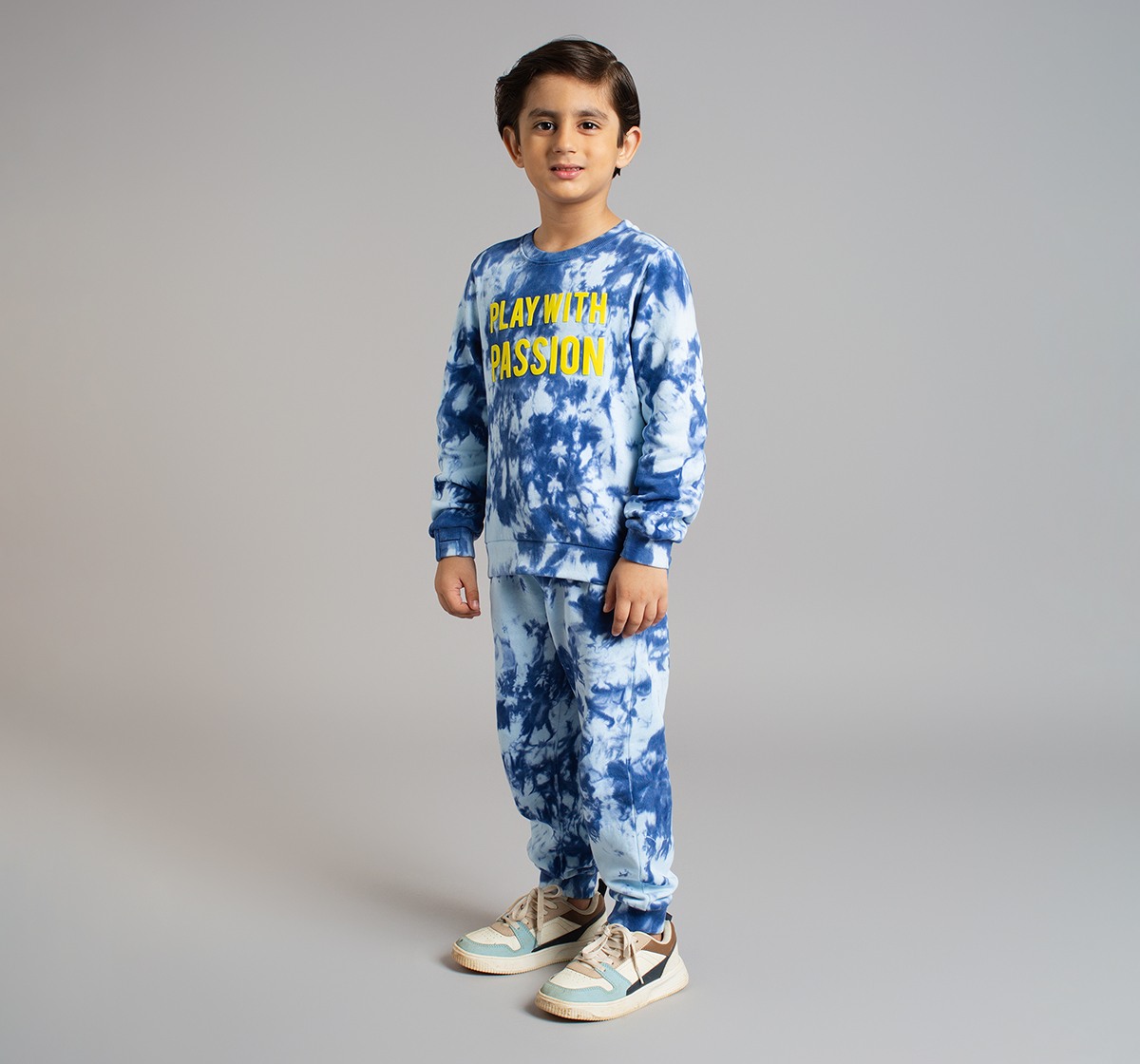 Ed-A-Mamma Boys Tie Dye Knit Sweatshirt & Joggers Co-Ord Set - Blue