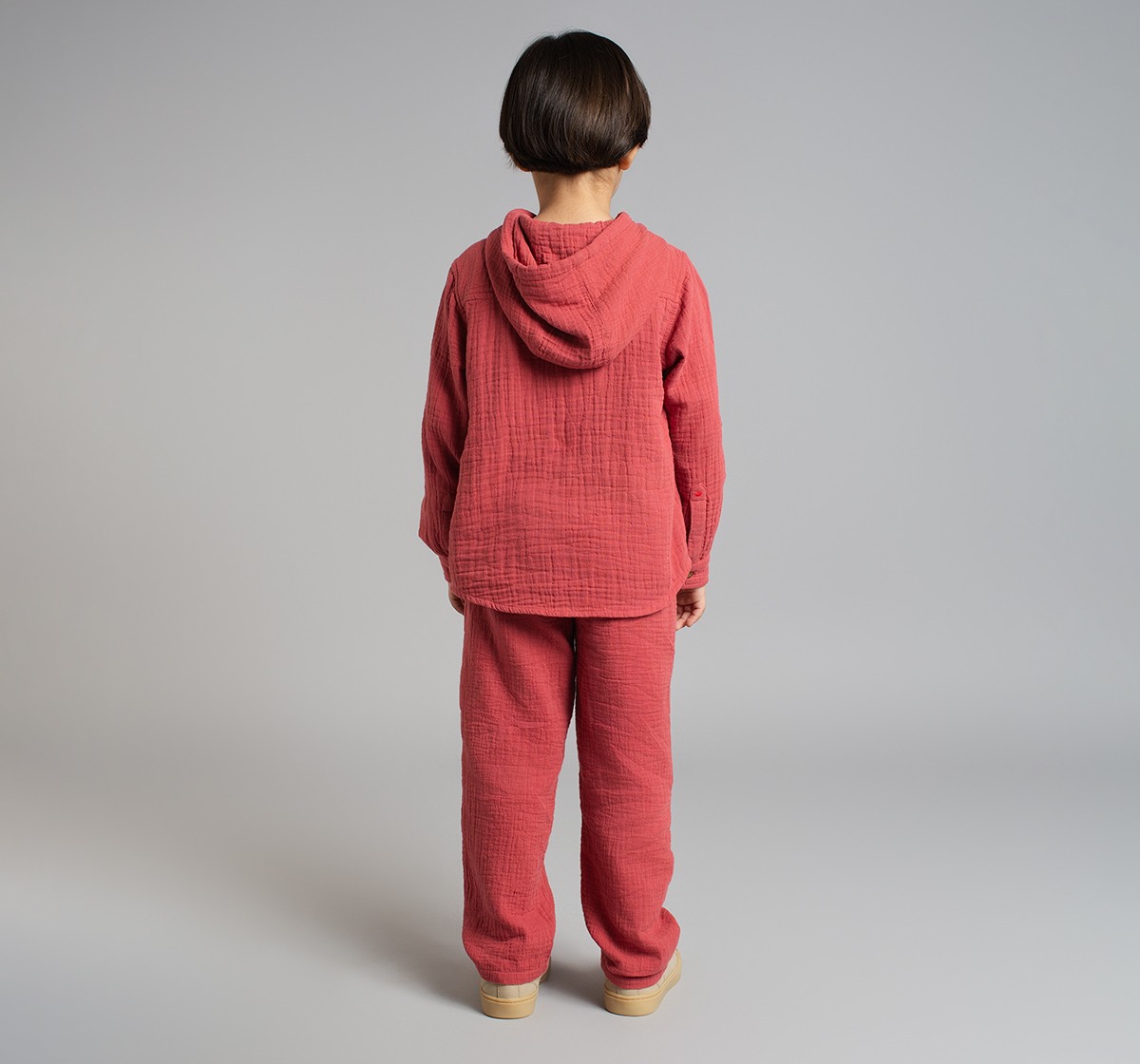 Ed-A-Mamma Boys Hooded Shirt And Pant Co-Ordinate Set - Rust