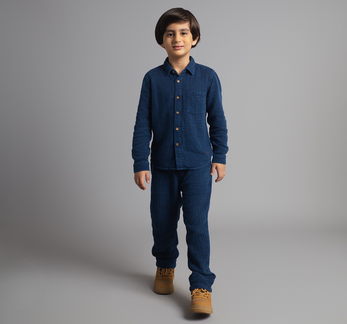 Ed-A-Mamma Boys Shirt And Pant Co-Ordinate Set - Indigo
