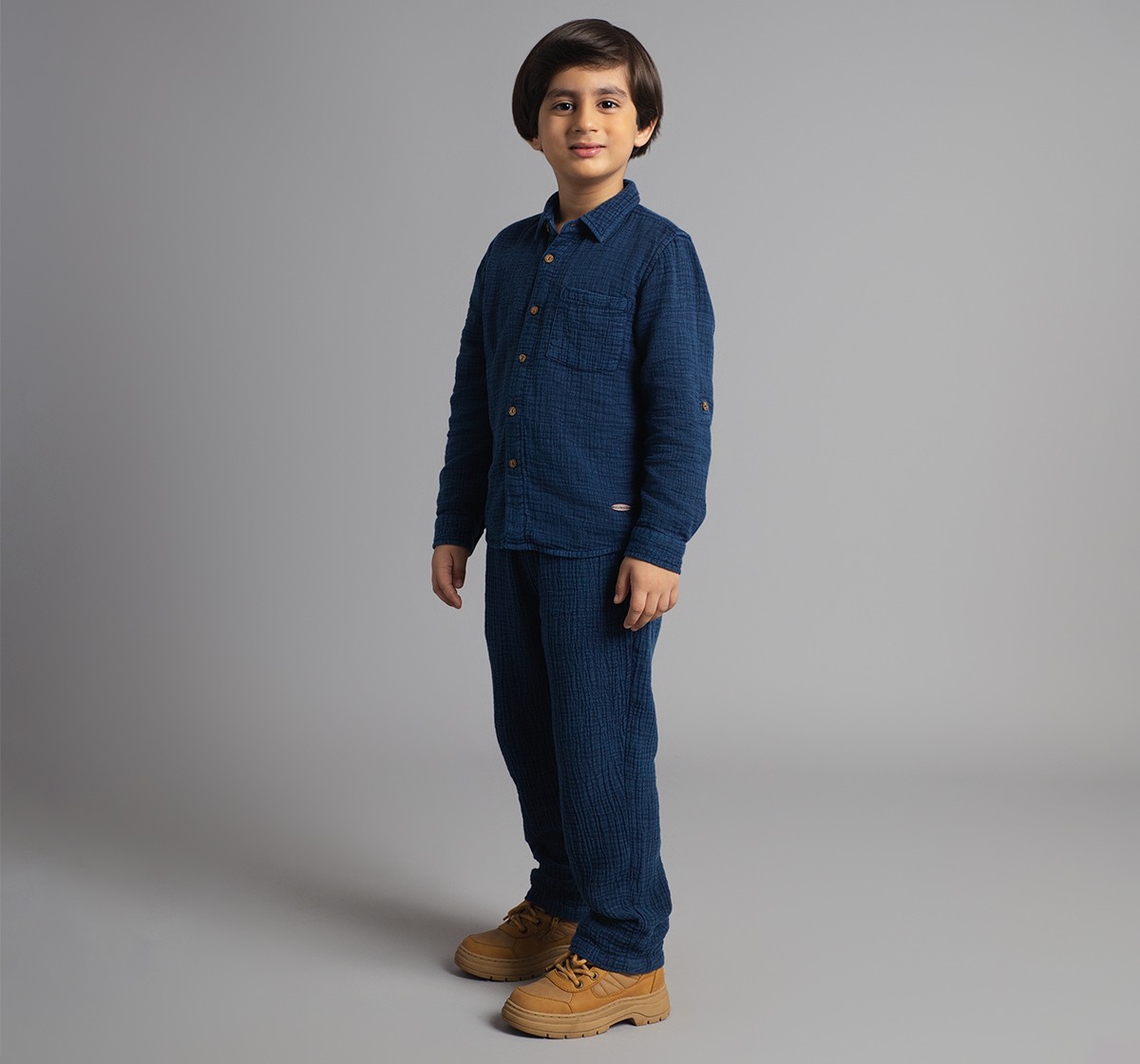 Ed-A-Mamma Boys Shirt And Pant Co-Ordinate Set - Indigo