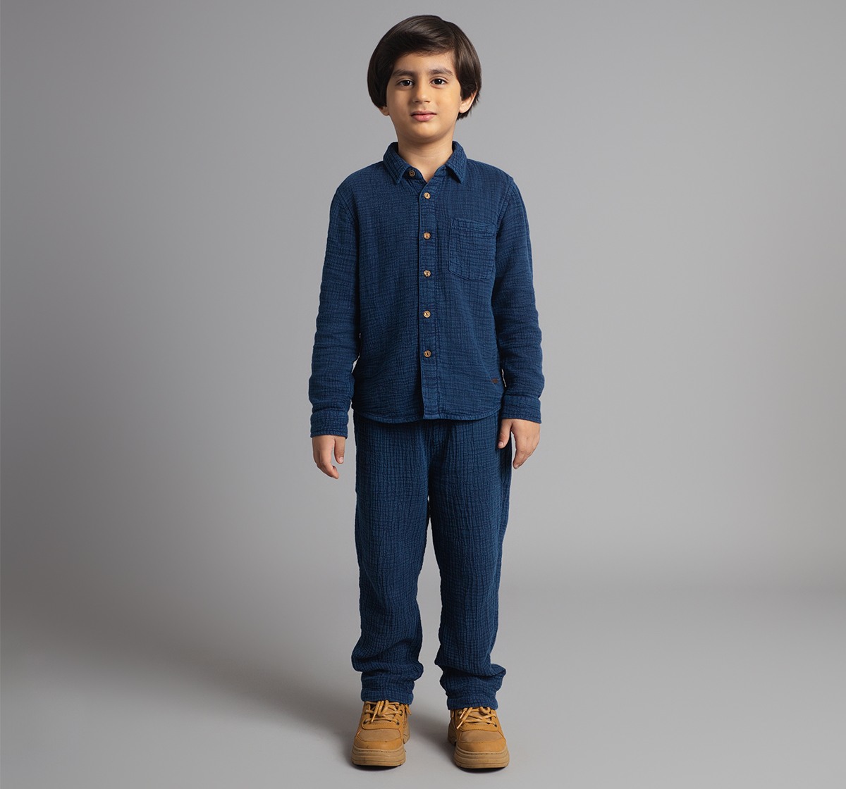 Ed-A-Mamma Boys Shirt And Pant Co-Ordinate Set - Indigo