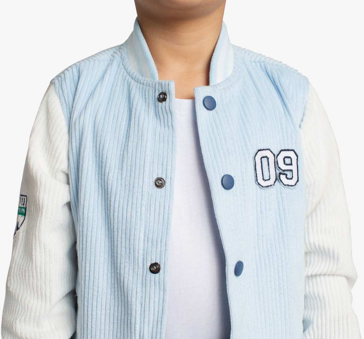 Ed-A-Mamma Boys Varsity Bomber Jacket - Sky Blue