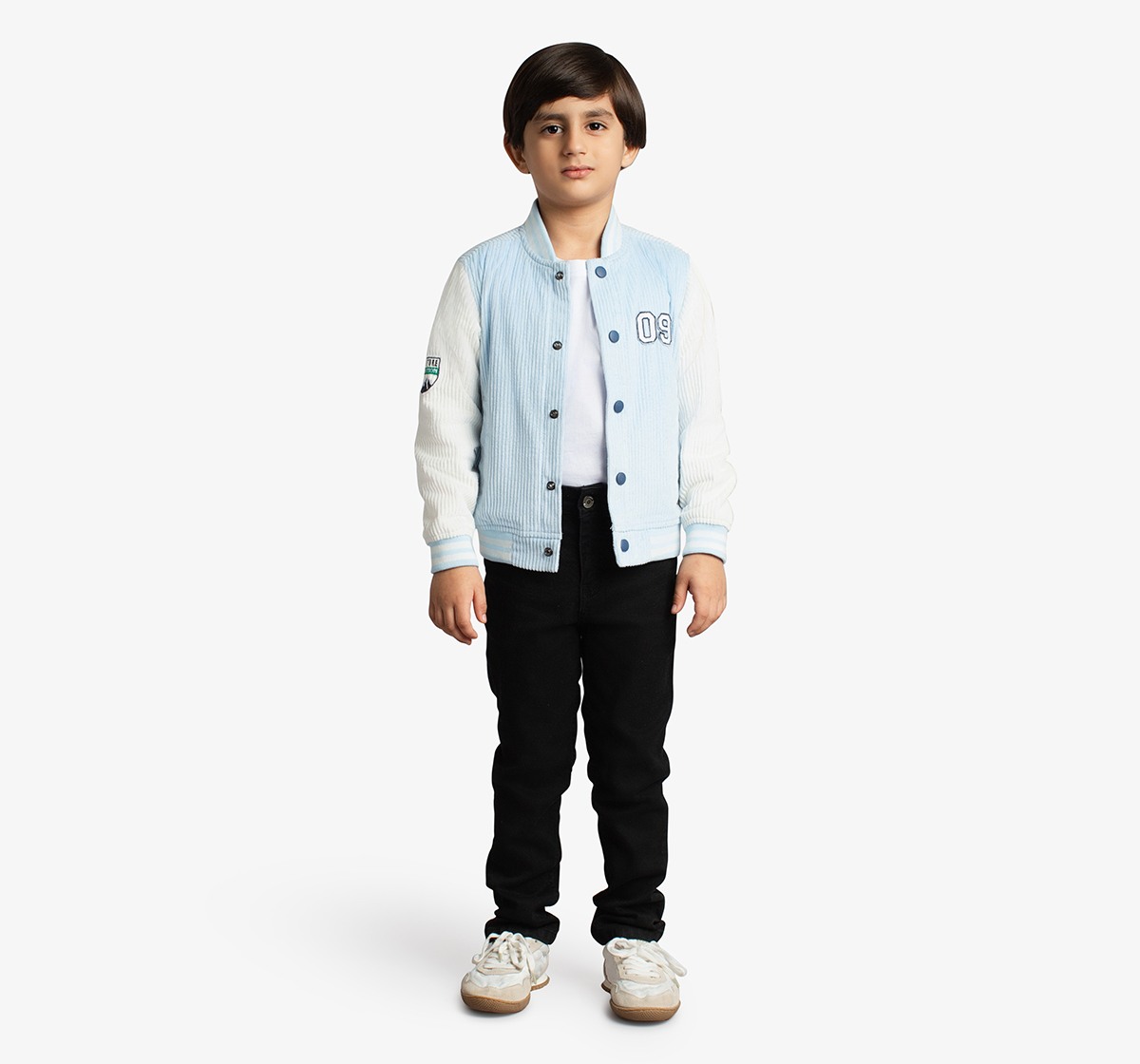 Ed-A-Mamma Boys Varsity Bomber Jacket - Sky Blue