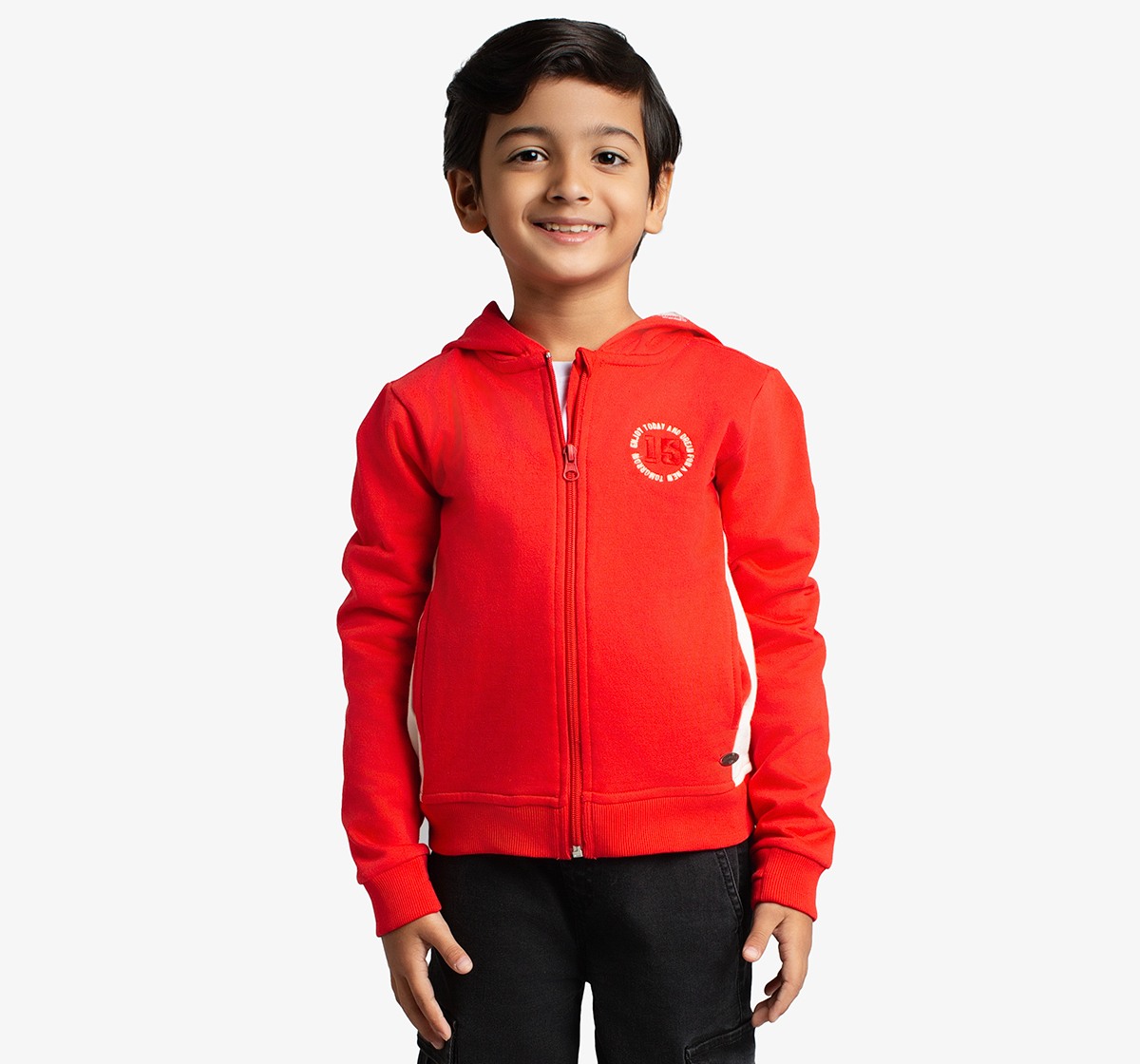 Boys Knit Printed Hooded Jacket