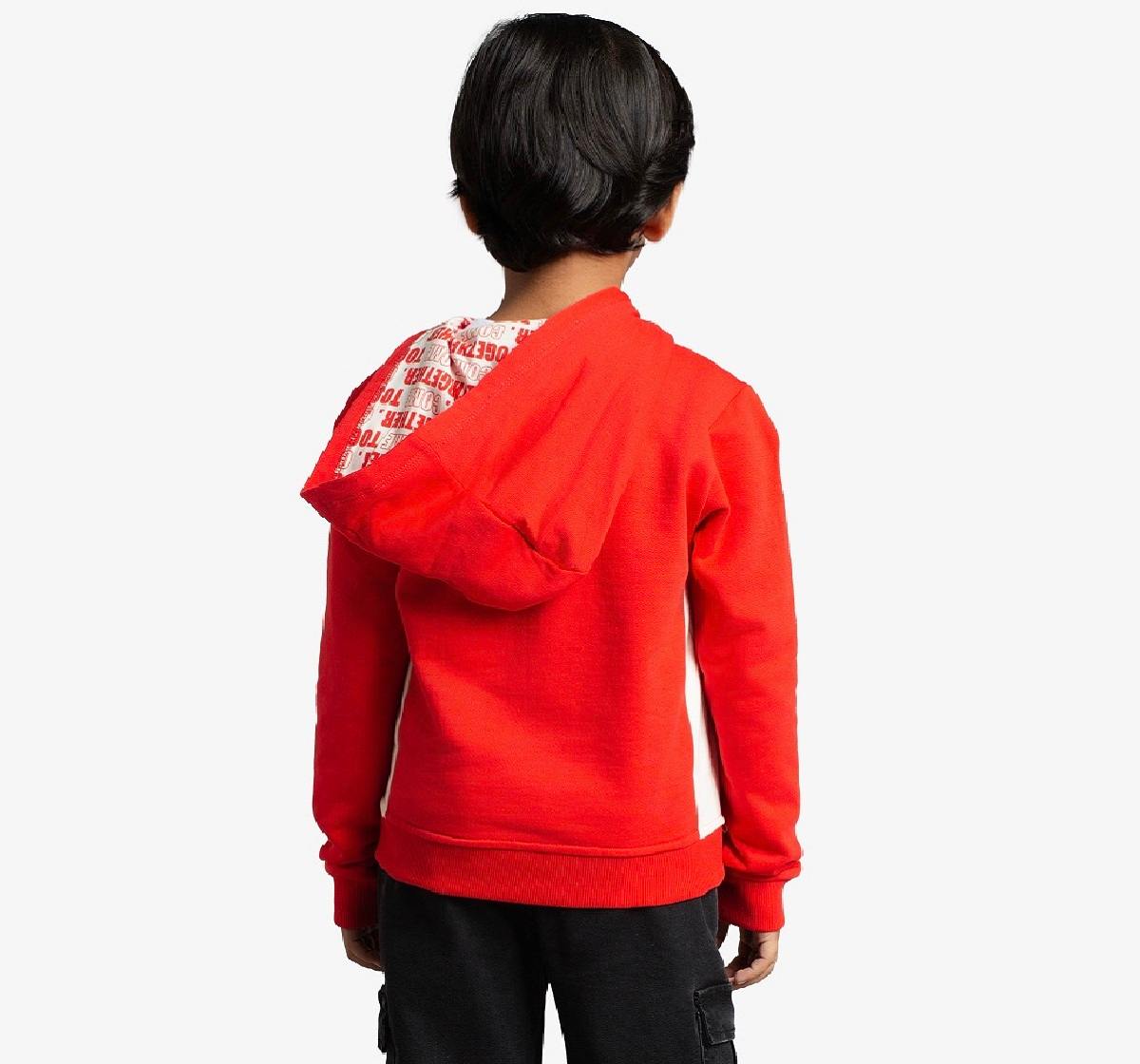 Boys Knit Printed Hooded Jacket