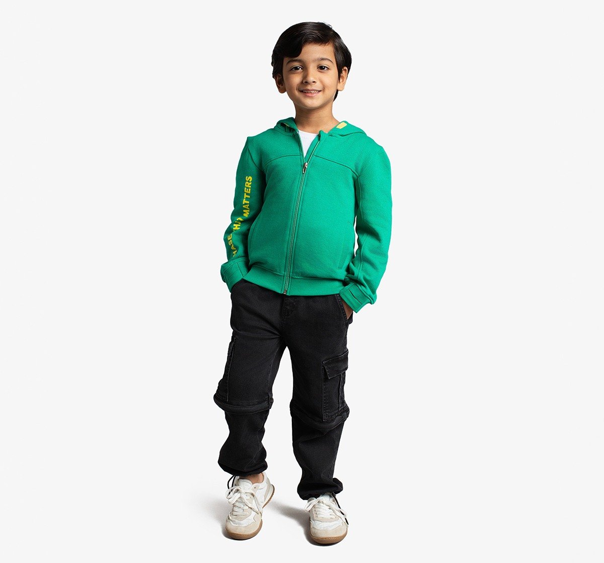 Ed-A-Mamma Boys Knit Printed Hooded Jacket - Green