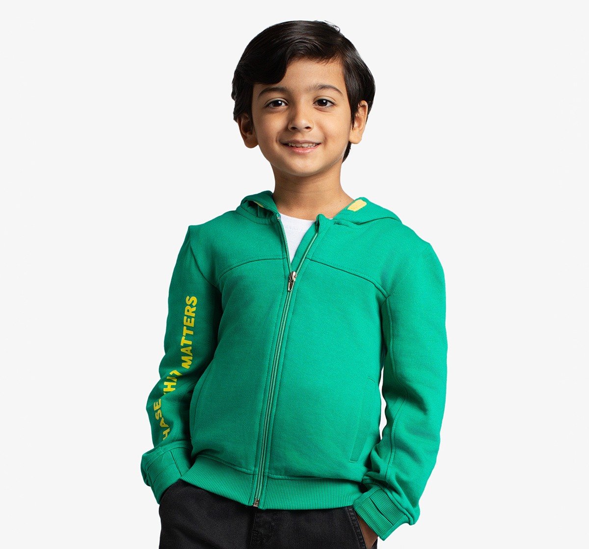 Ed-A-Mamma Boys Knit Printed Hooded Jacket - Green