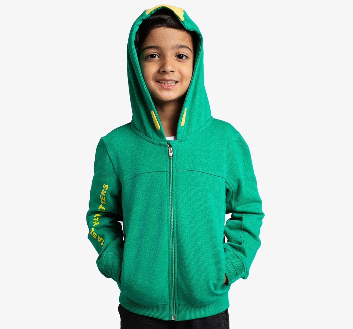 Ed-A-Mamma Boys Knit Printed Hooded Jacket - Green