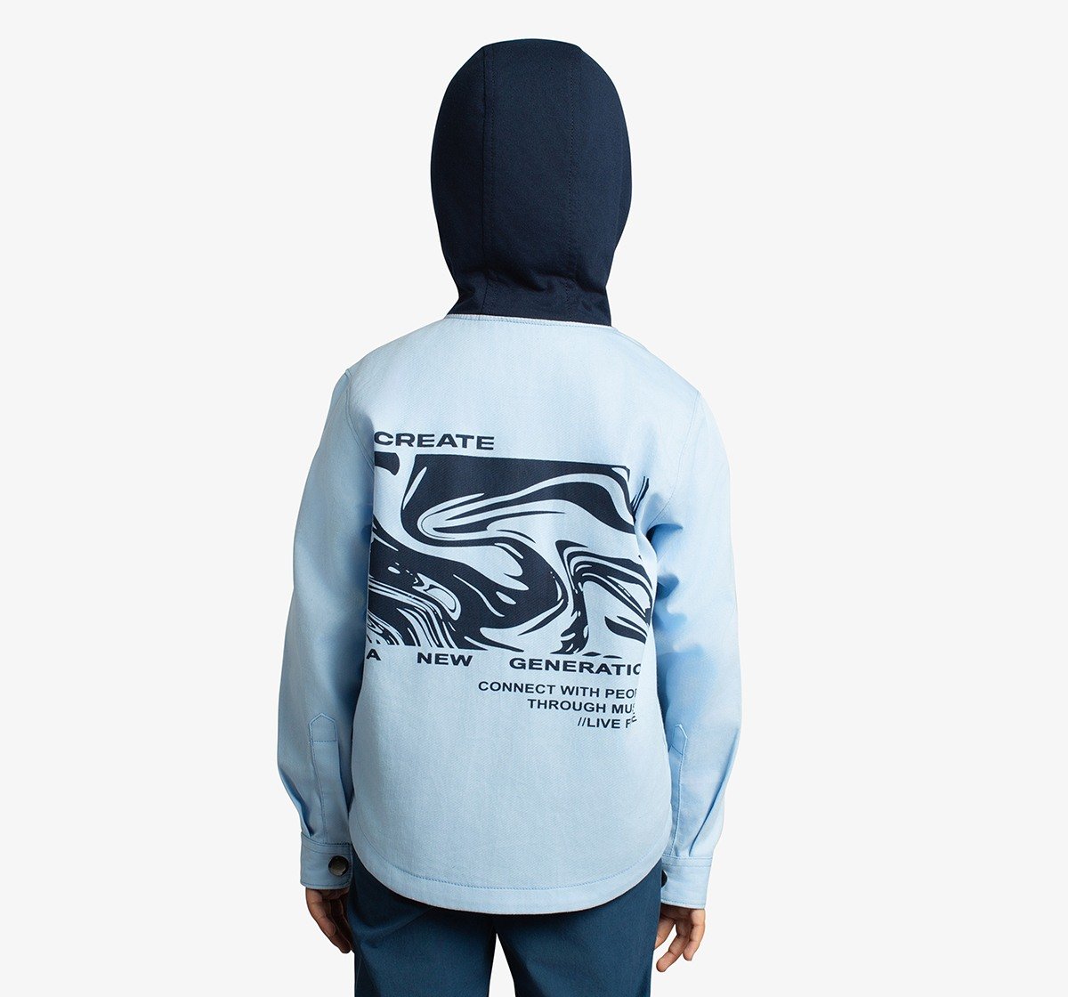 Boys Back Print Hooded Shacket