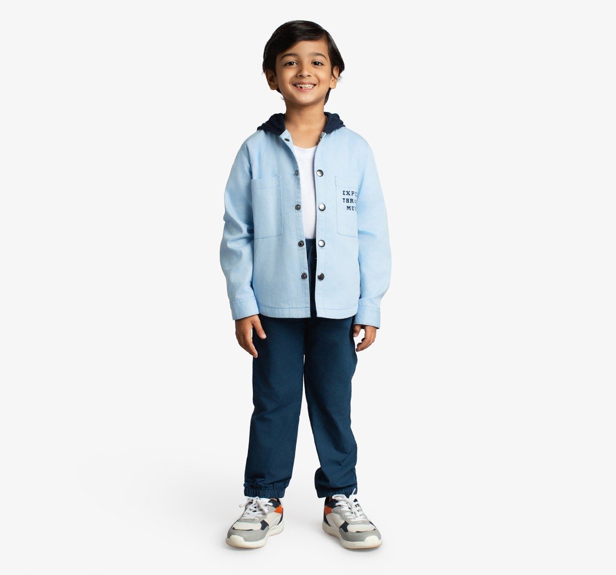 Boys Back Print Hooded Shacket