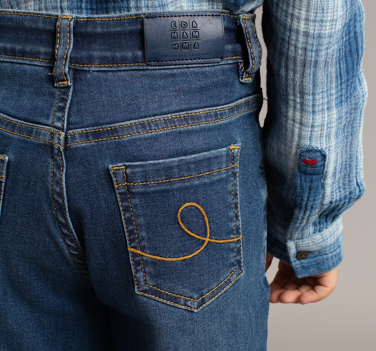 Boys  Whiskering Denim Jeans With Roll Up
