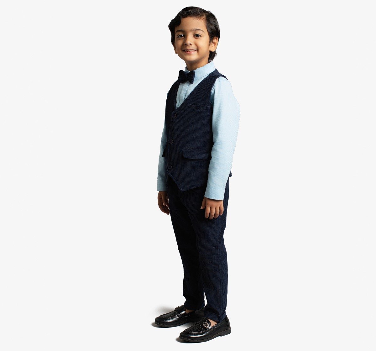 Ed-A-Mamma Boys Sustainable Shirt, Pant And Waist Coat Partywear Set - Navy