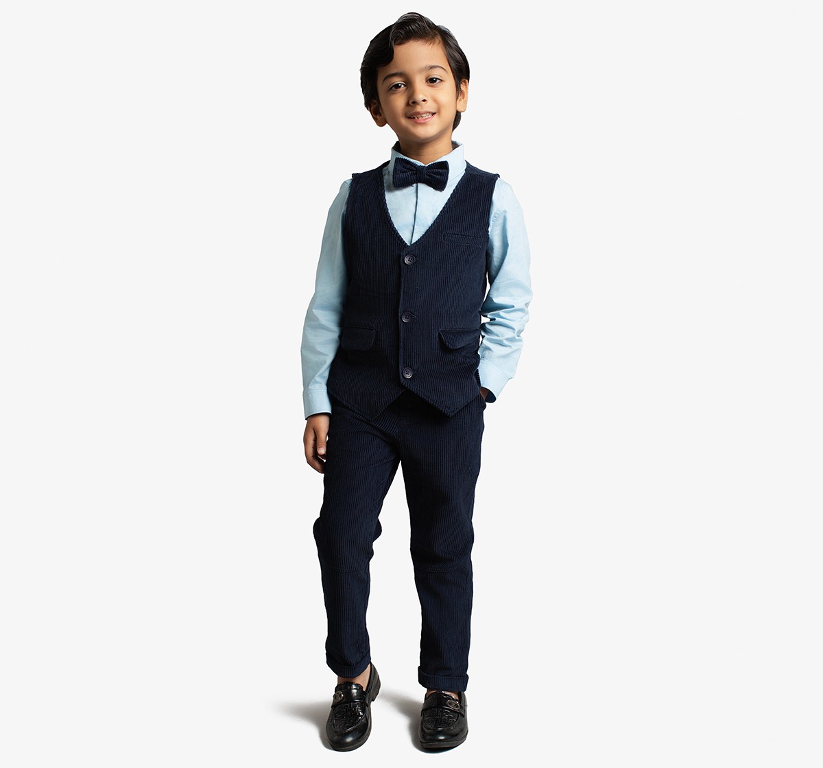 Ed-A-Mamma Boys Sustainable Shirt, Pant And Waist Coat Partywear Set - Navy