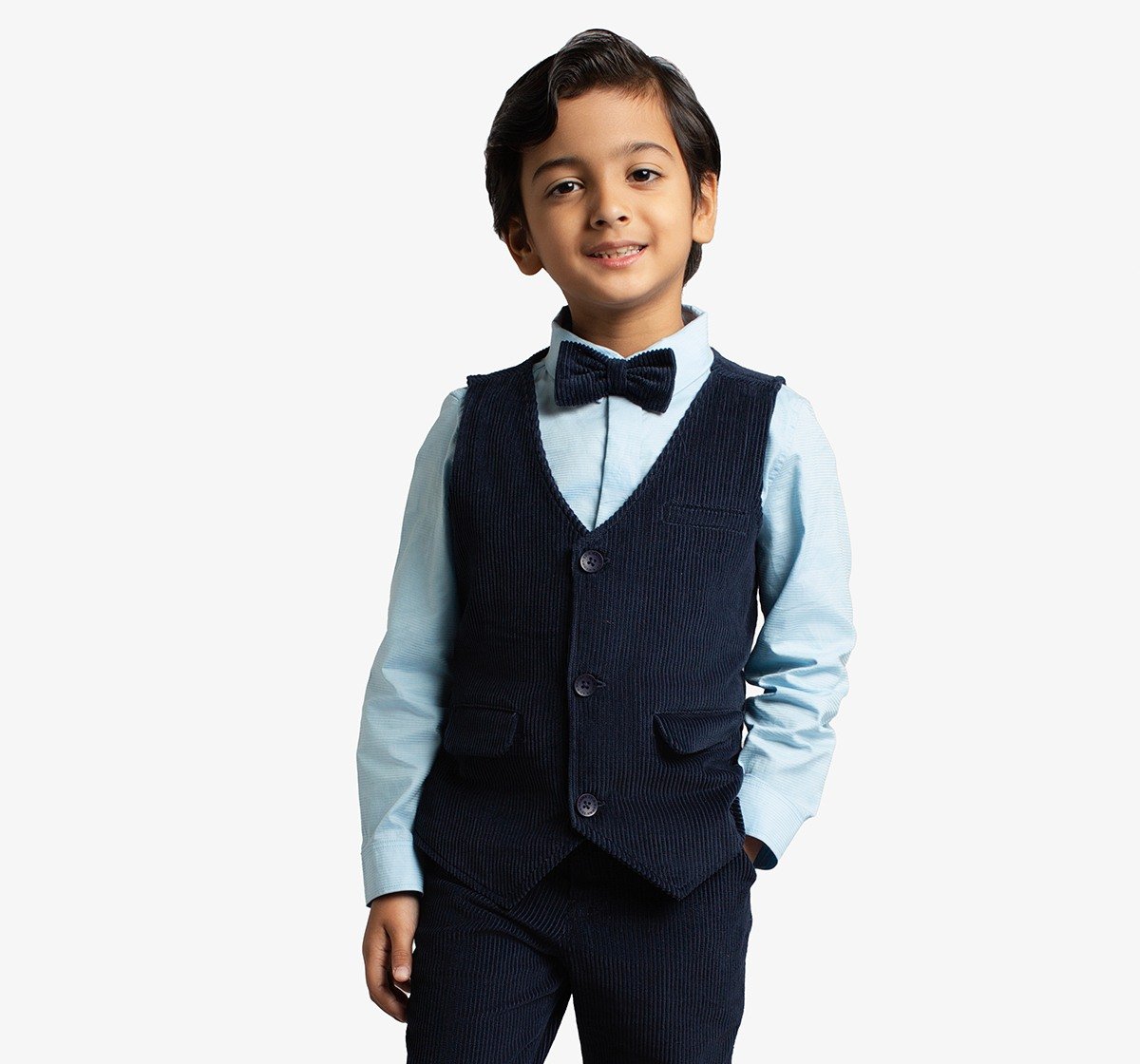 Ed-A-Mamma Boys Sustainable Shirt, Pant And Waist Coat Partywear Set - Navy