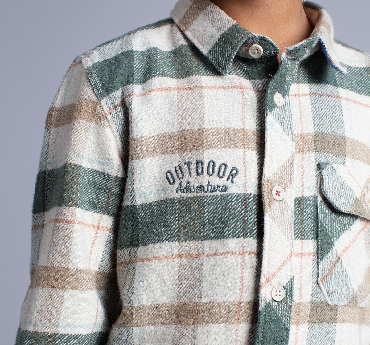 Ed-A-Mamma Boys Full Sleeves Checks Shirt - Green