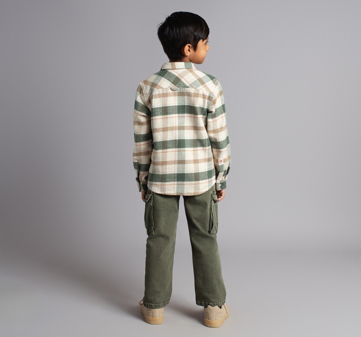 Ed-A-Mamma Boys Full Sleeves Checks Shirt - Green