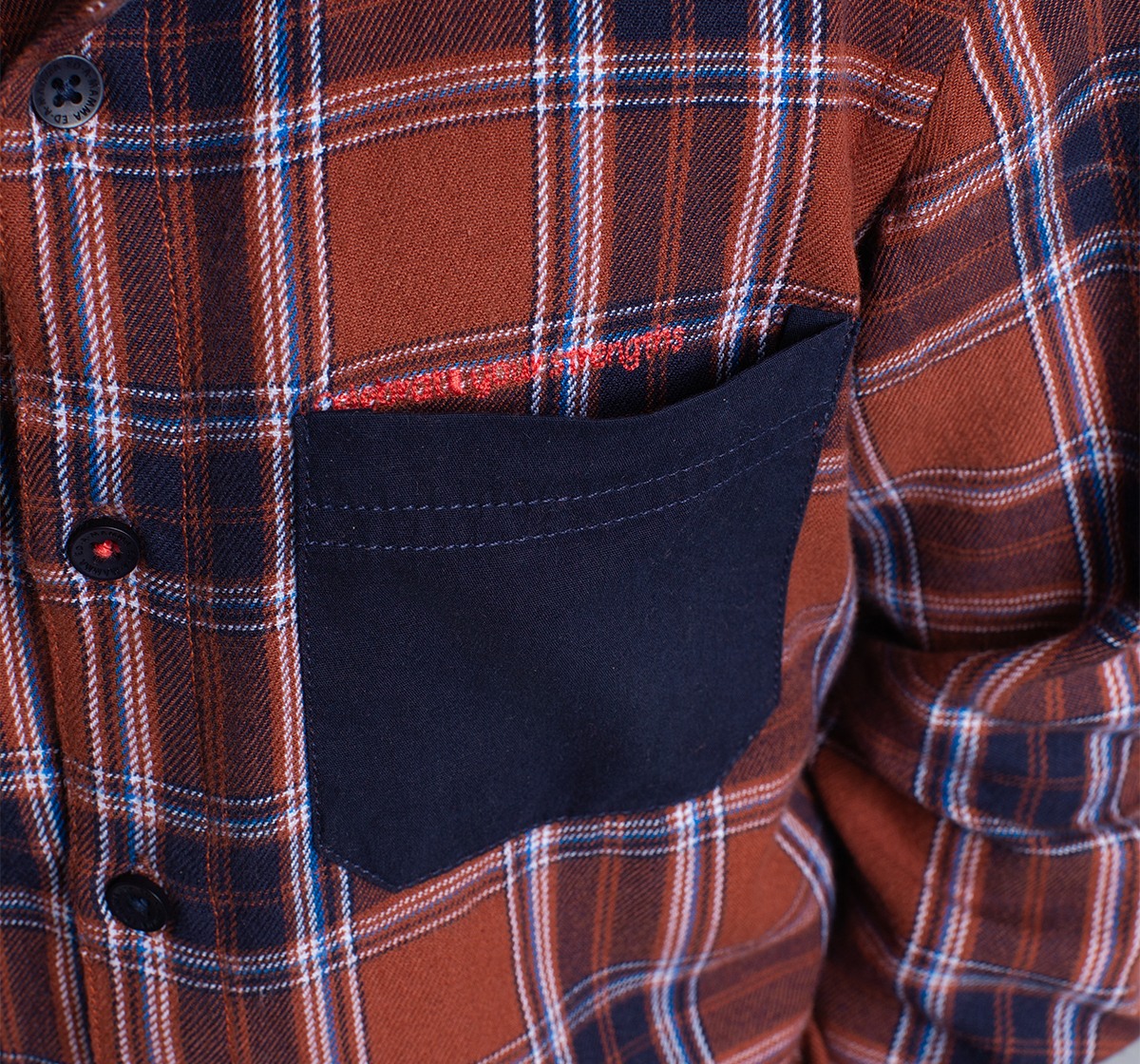 Boys Full Sleeves Checks Shirt With Contrast Pocket
