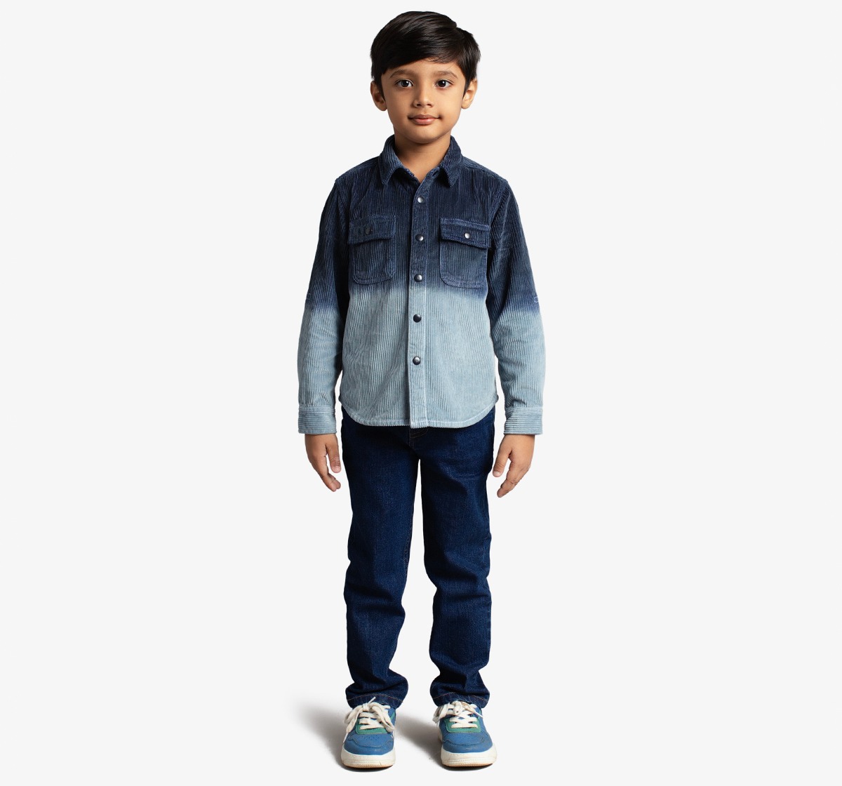 Ed-A-Mamma Boys Corduroy Full Sleeves Shirt - Indigo
