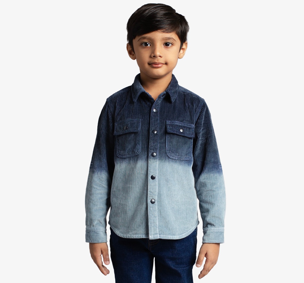 Ed-A-Mamma Boys Corduroy Full Sleeves Shirt - Indigo