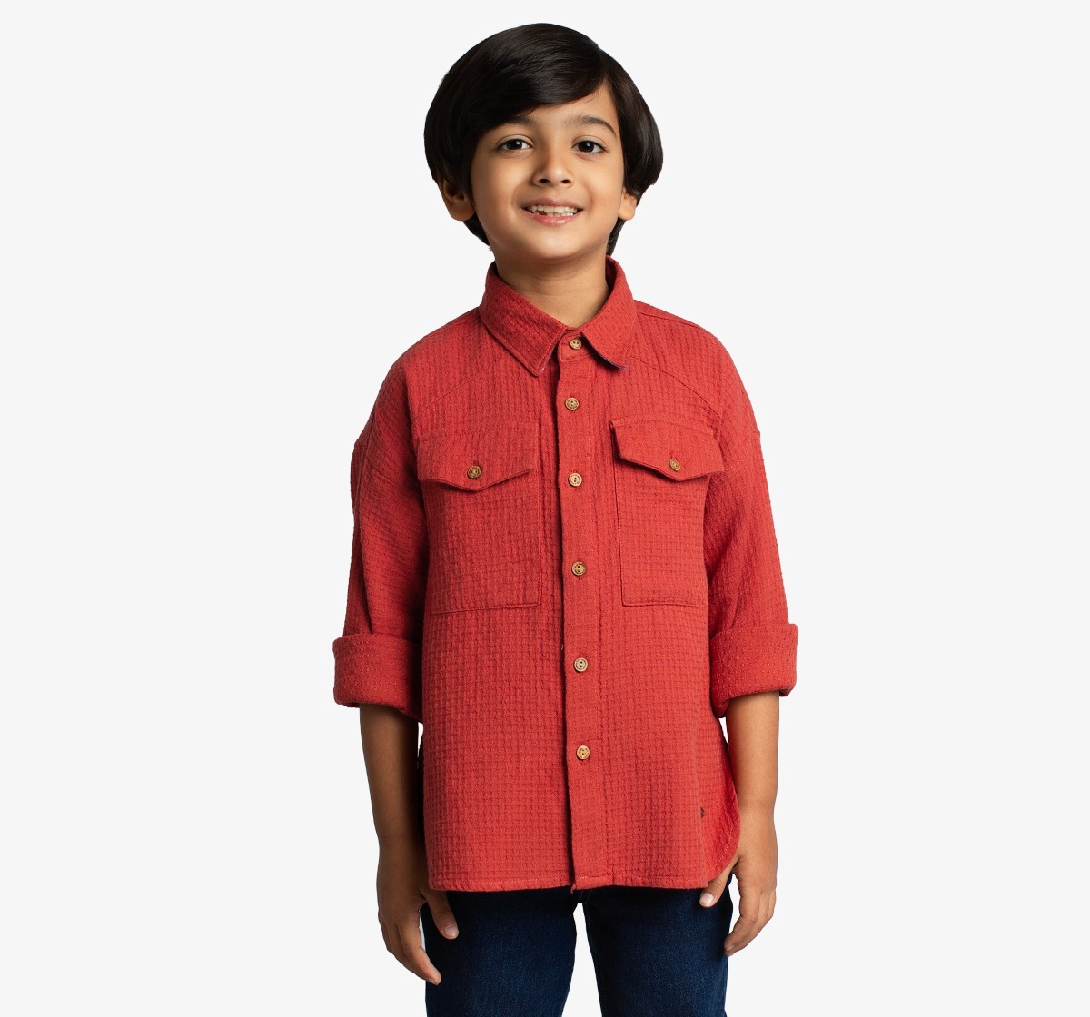 Boys Waffle Full Sleeves Shirt