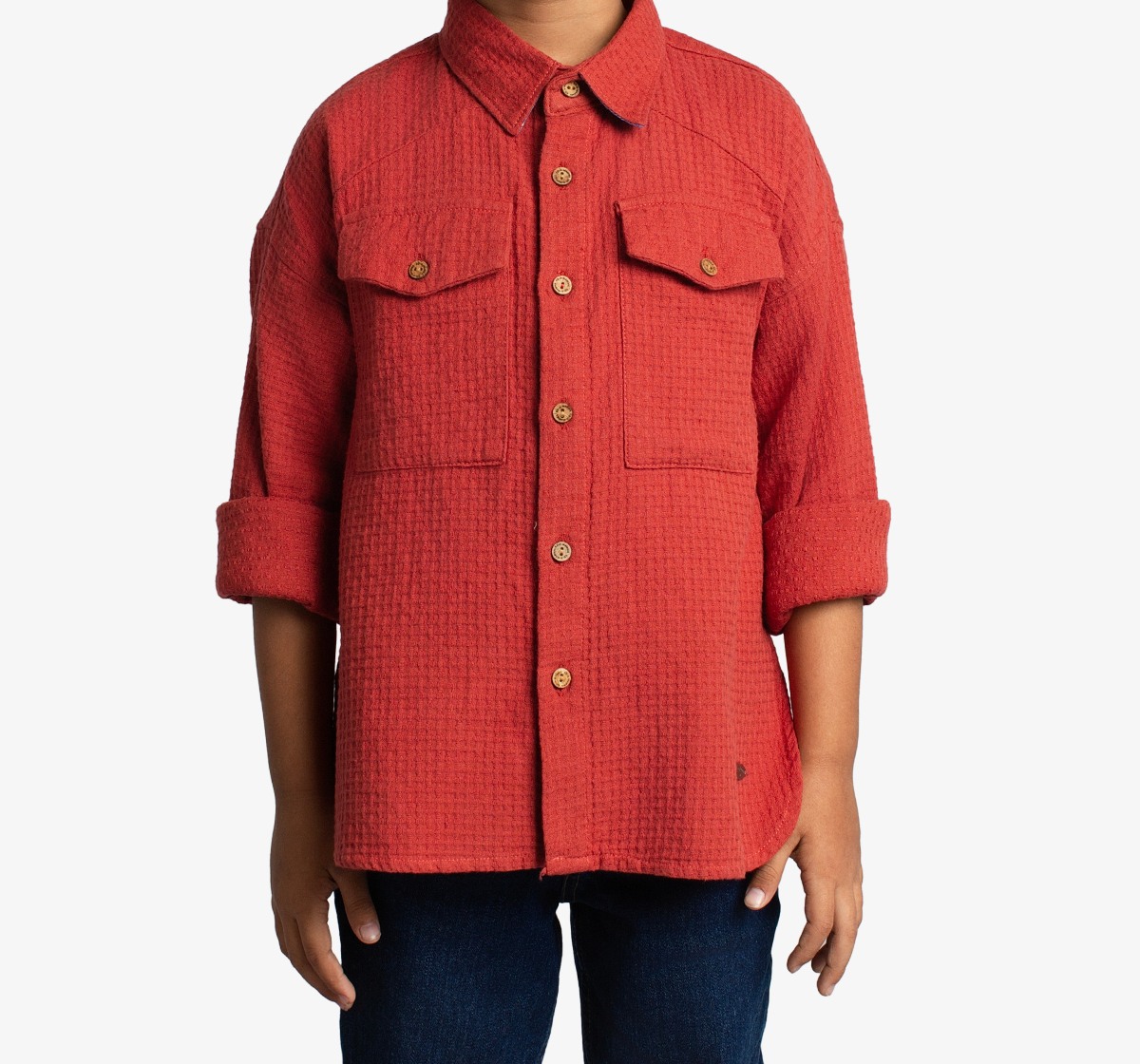 Boys Waffle Full Sleeves Shirt