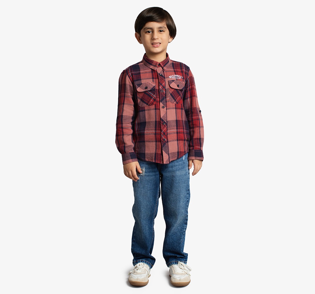 Boys Checked Shirt With Embroidery