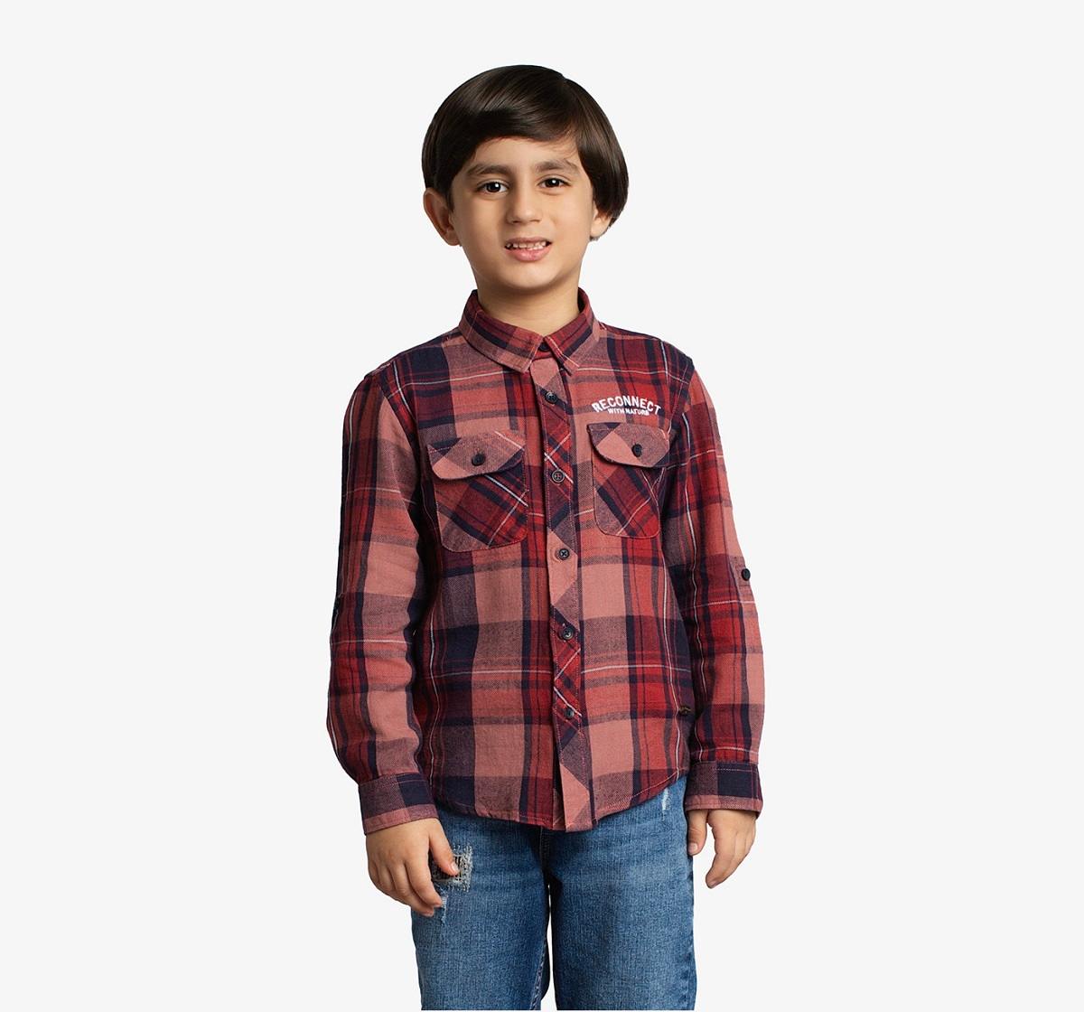 Boys Checked Shirt With Embroidery