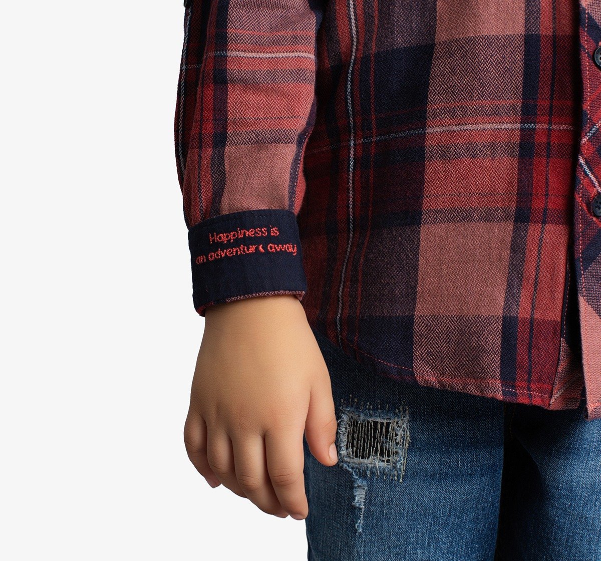 Boys Checked Shirt With Embroidery