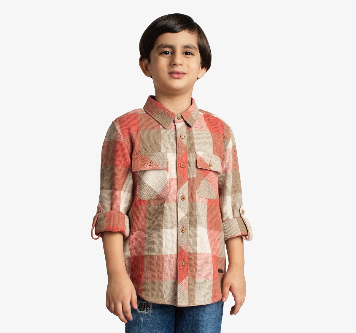 Boys Waffle Checked Shirt
