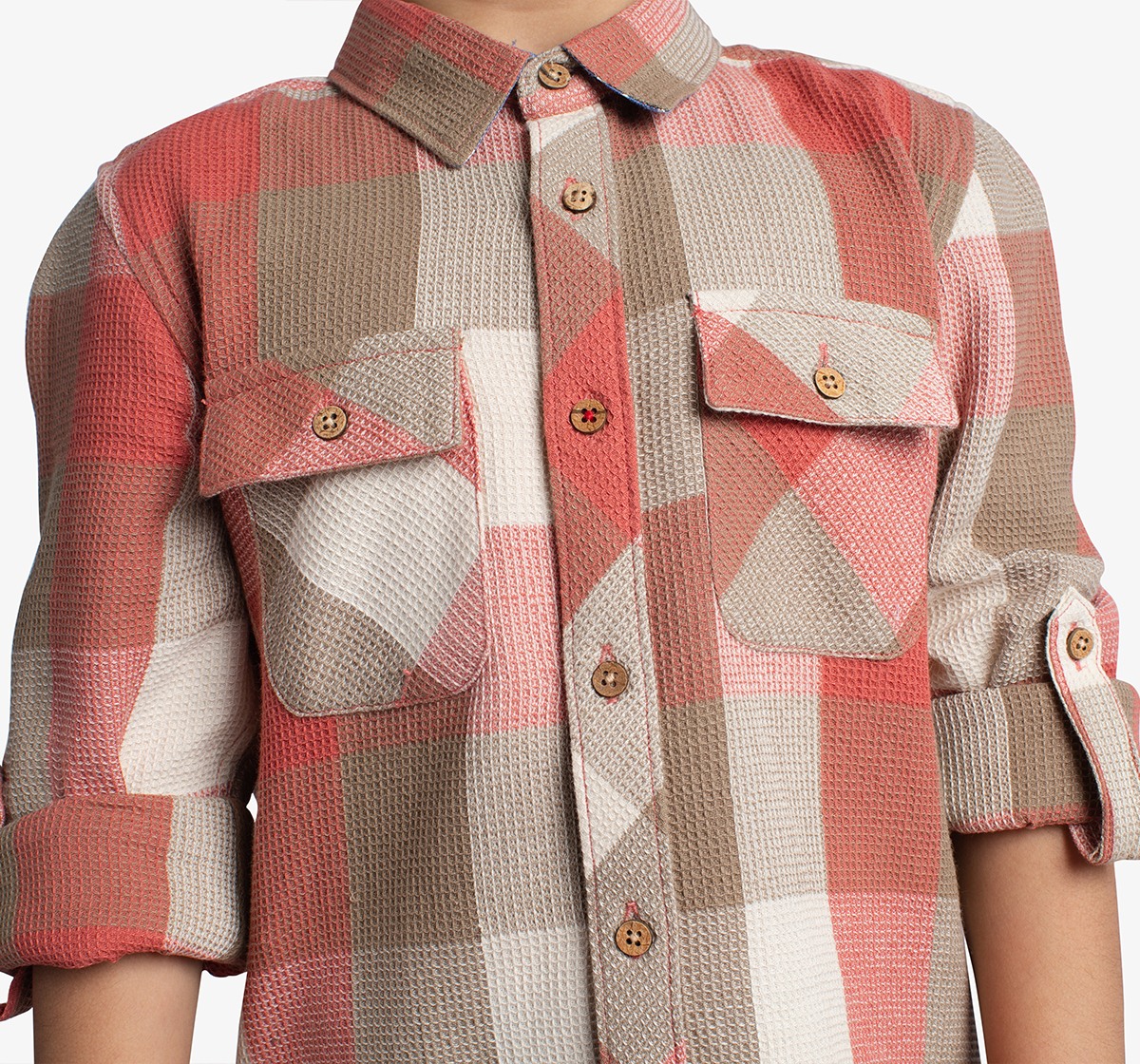 Boys Waffle Checked Shirt