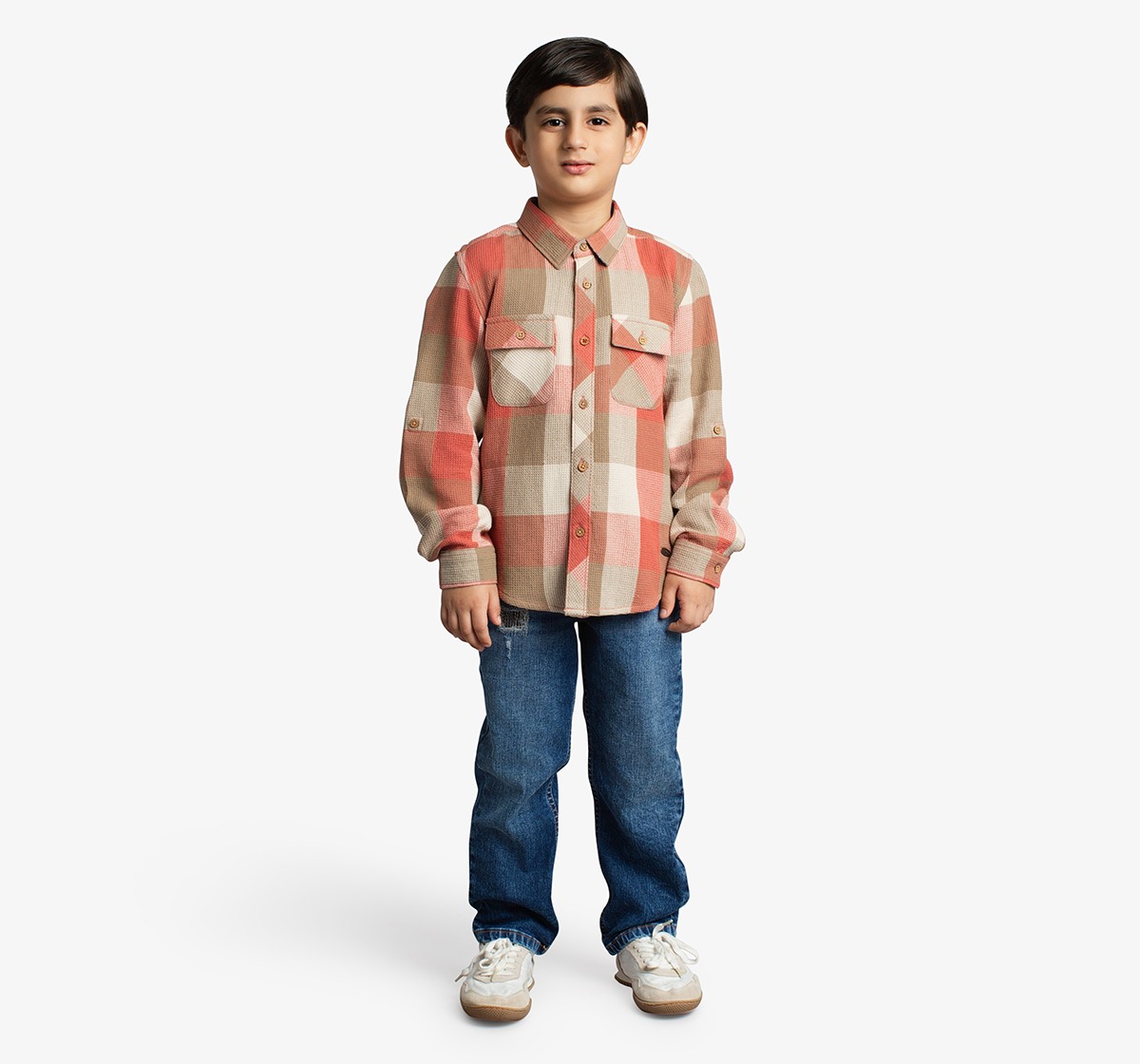 Boys Waffle Checked Shirt