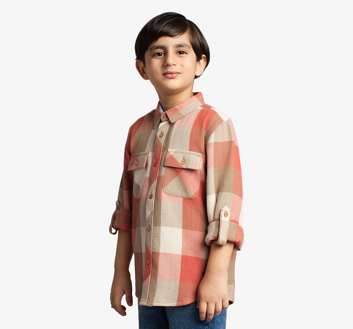 Boys Waffle Checked Shirt