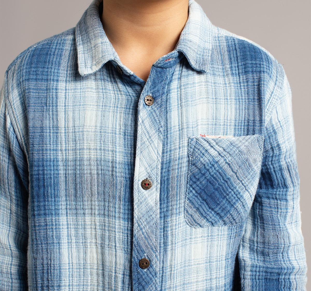 Ed-A-Mamma Boys Indigo Full Sleeves Shirt - Indigo