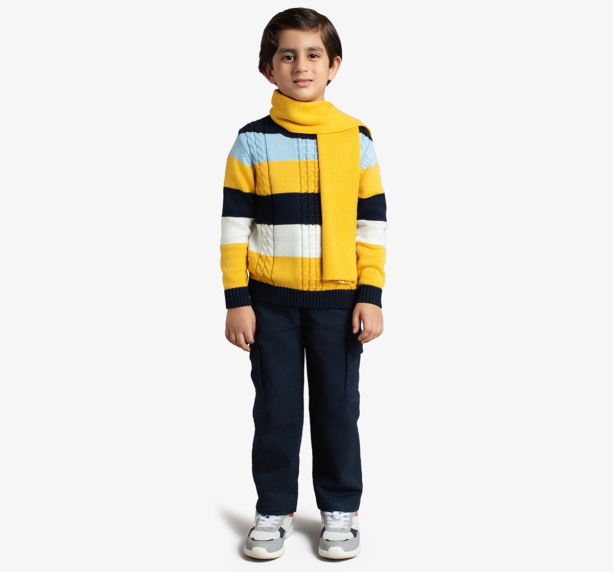 Boys Cable Knit Sweater With Muffler