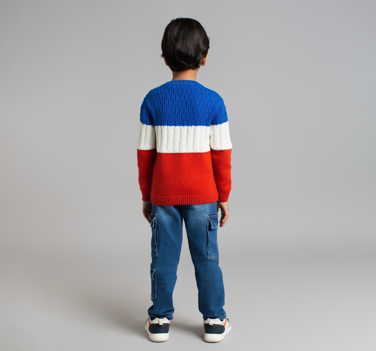 Boys Cable Knit Colourblocked Sweater