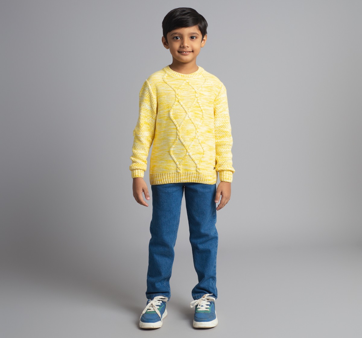 Ed-A-Mamma Boys Cable Knit Sweater - Yellow