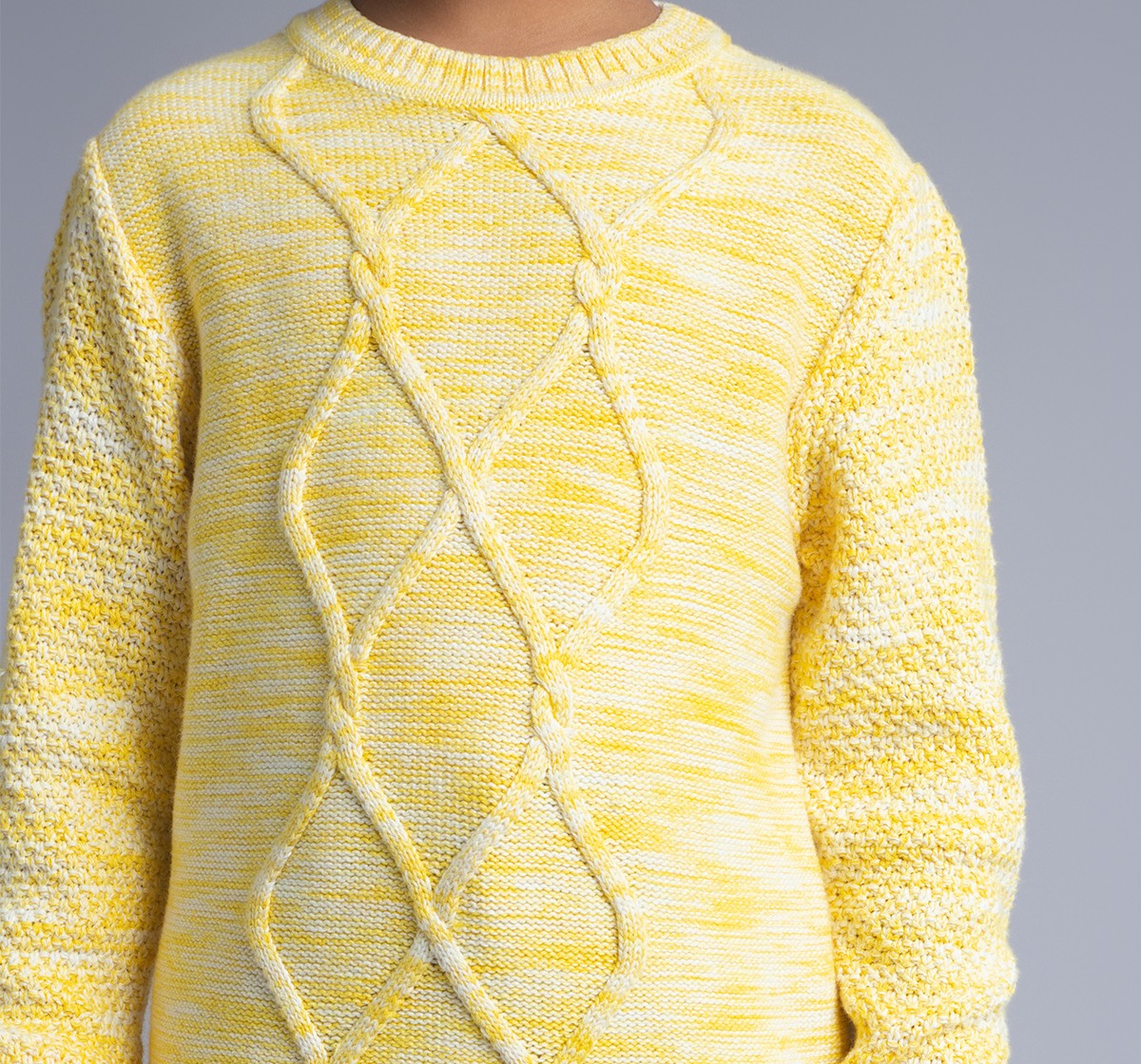 Ed-A-Mamma Boys Cable Knit Sweater - Yellow